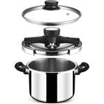 Stahl Triply Stainless Steel Versatil with Steel and Glass Lid Induction Bottom Pressure Cooker